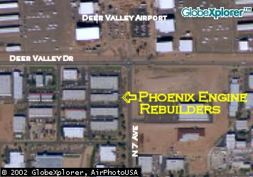 Aerial map showing location of Phoenix Engine Rebuilders