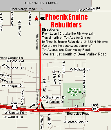 Street map with directions to Phoenix Engine Rebuilders
